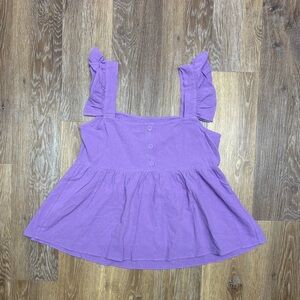 Ruffled Strap Lavender Peplum Tank Top